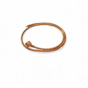 Pandora Rose Gold Tone Snake Chain Bracelet Clasp Charm Holder 7.9 Inch